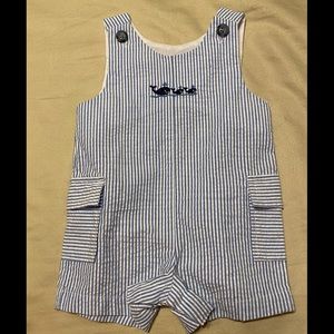 Baby Boys Whale Stripe Jon Jon Shortall Romper